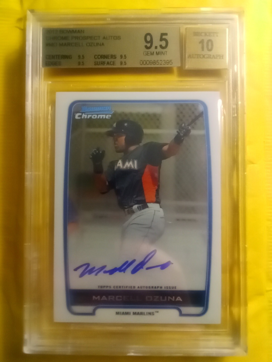 2012 Bowman Chrome Marcell Ozuna On Card Auto GEM MINT BGS 9.5 10 on The Auto