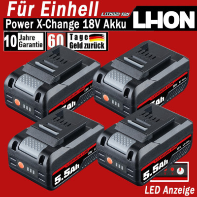 Für Einhell 18V 5,5Ah Akku POWER X-CHANGE Ersatzakku Lithium 1/2/4 Stk.