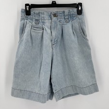 No Problem Womens Vintage Denim Shorts Pleated Front Mom Light Wash 80s sz 5 6