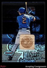 2002 Bowman's Best Blue #113 David Wright ROOKIE RC GAME USED BAT METS