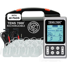 TENS 7000 Rechargeable TENS Unit Muscle Stimulator, 48 Pack Electrodes and Pain