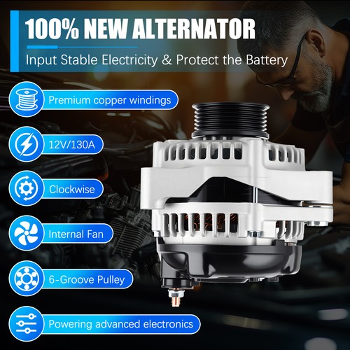 Alternator 13918 130 Amp For Honda Pilot 3.5L 2003-2004 Odyssey 3.5L 2002-2004 - Picture 9 of 15