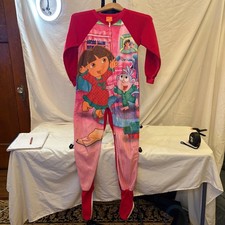 Dora the Explorer/Boots Girls 7/8 Fleece Footed 1pc Pajamas PJ Y2K Nickelodeon