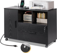 DEVAISE File Cabinet with Charging Station, 1-Drawer Lateral File Cabinets with 