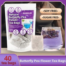 40 Butterfly Pea Flower Tea Bags, Pure Butterfly Pea Flower Tea, Caffeine Free.