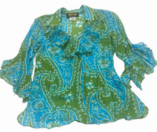 Vintage Bob Mackie 100 Silk Button-Up Blouse M