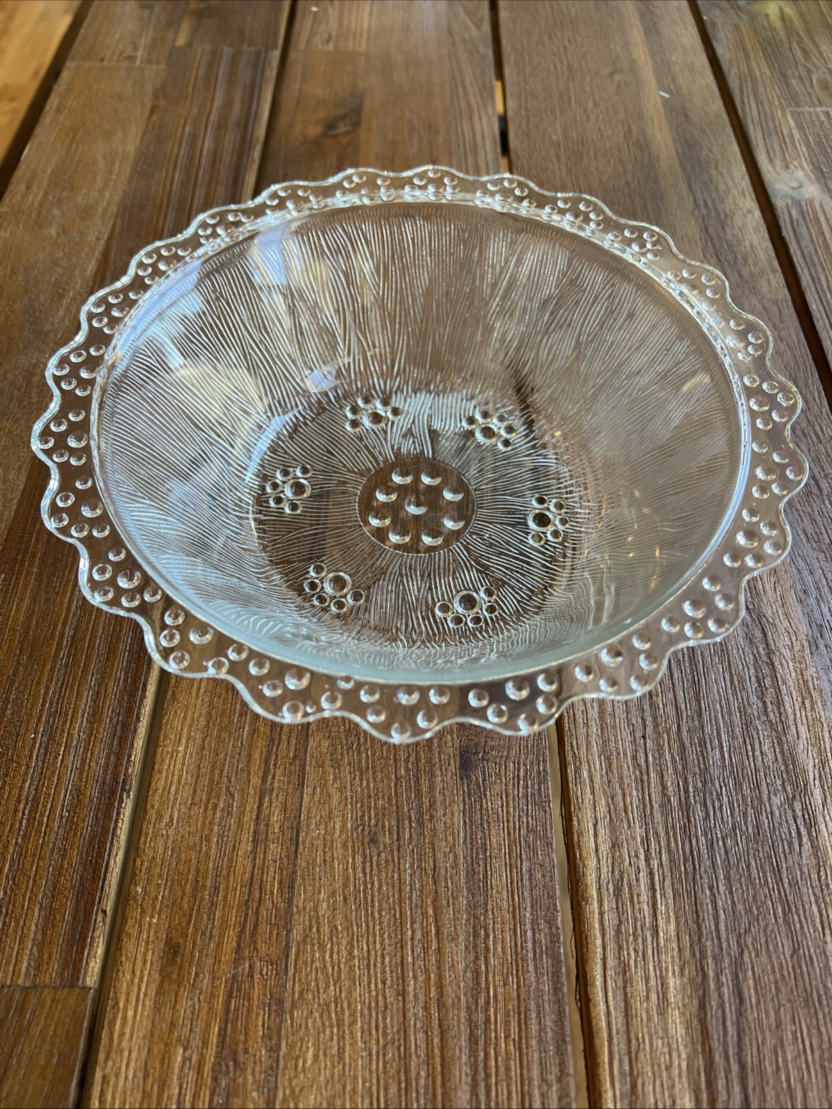 Vintage MCM Italian Masserini Barocco Glass Serving Bowl Bubble Lace