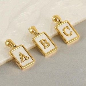 Authentic 26PCS Gold Plated Alphabet Charm Pendant with Bail, Mother of P