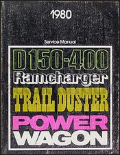 1980 Dodge Pickup Truck Shop Manual D150-d350 W150-w400 Power Wagon Ramcharger