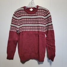 Cat Jack Boys Burgundy Fair Isle Crewneck Sweater Size L 12/14 NWT Holiday