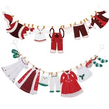Herrschners  Santa  Mrs. Claus' Laundry Garland, Set of 2 Felt  Sequin Kit
