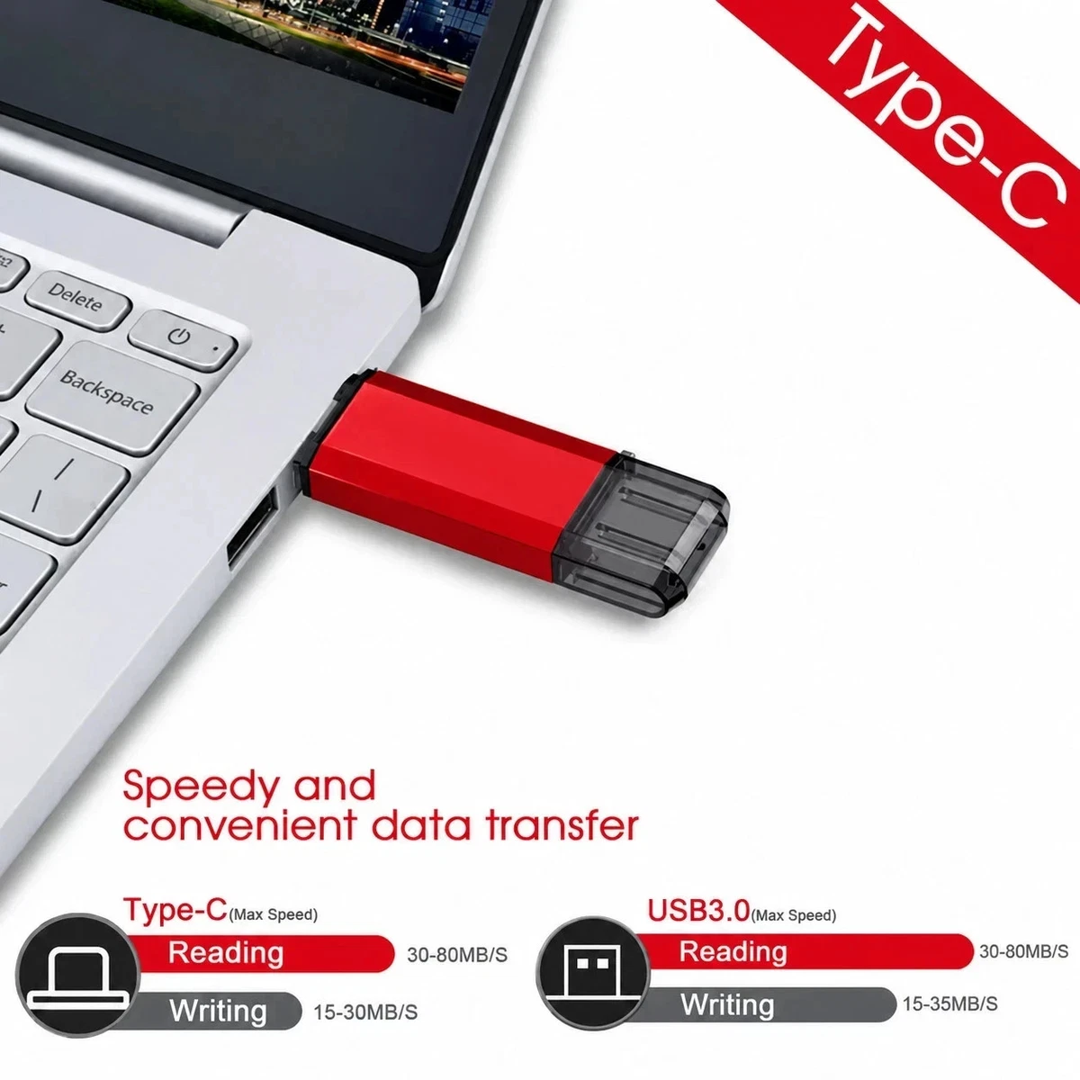 USB Flash Drive 2TB 2 in 1 OTG Type C USB 3.0 Universal Memory Stick