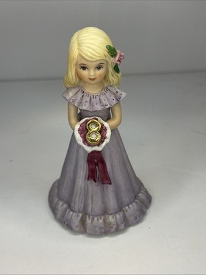 Enesco Growing Up Girls Blonde Hair Age 8 Birthday Cake Top 1981 Figurine