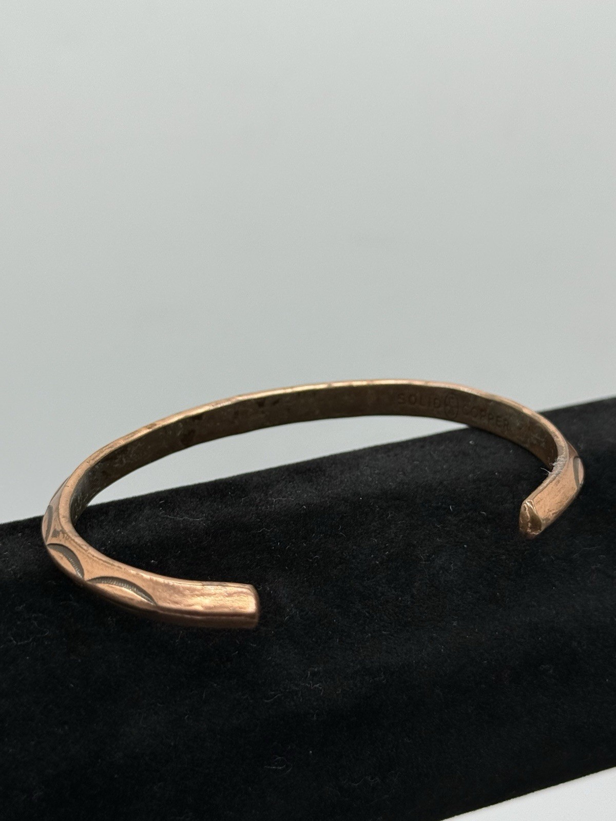 Vintage Solid Copper Cuff Bracelet Hand Stamped D… - image 4