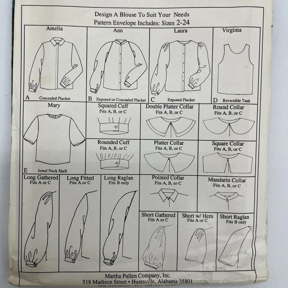 Heirloom Sewing For Women Design a Blouse Victorian Size 2-24 Vintage Uncut - Image 2 of 3