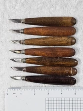 VTG R. Murphy Ayer Mass Wood Handle Carving Leather Detail Knives Lot of 7 Tools