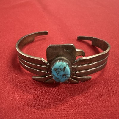 Francis Indianer Sterlingsilber 925 Türkis Adler Armreif Armband 6-7 Zoll