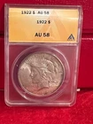 1922 Peace Dollar AU 58 Toner