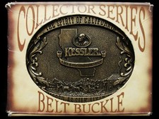 JF25111 NOS VINTAGE 1993  KESSLER AMERICAN WHISKEY  BRASSTONE BOOZE BUCKLE