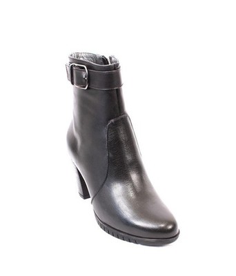 Vernissage 73942 Black Leather Zip-Up Heels Ankle Boots 41 / US 11