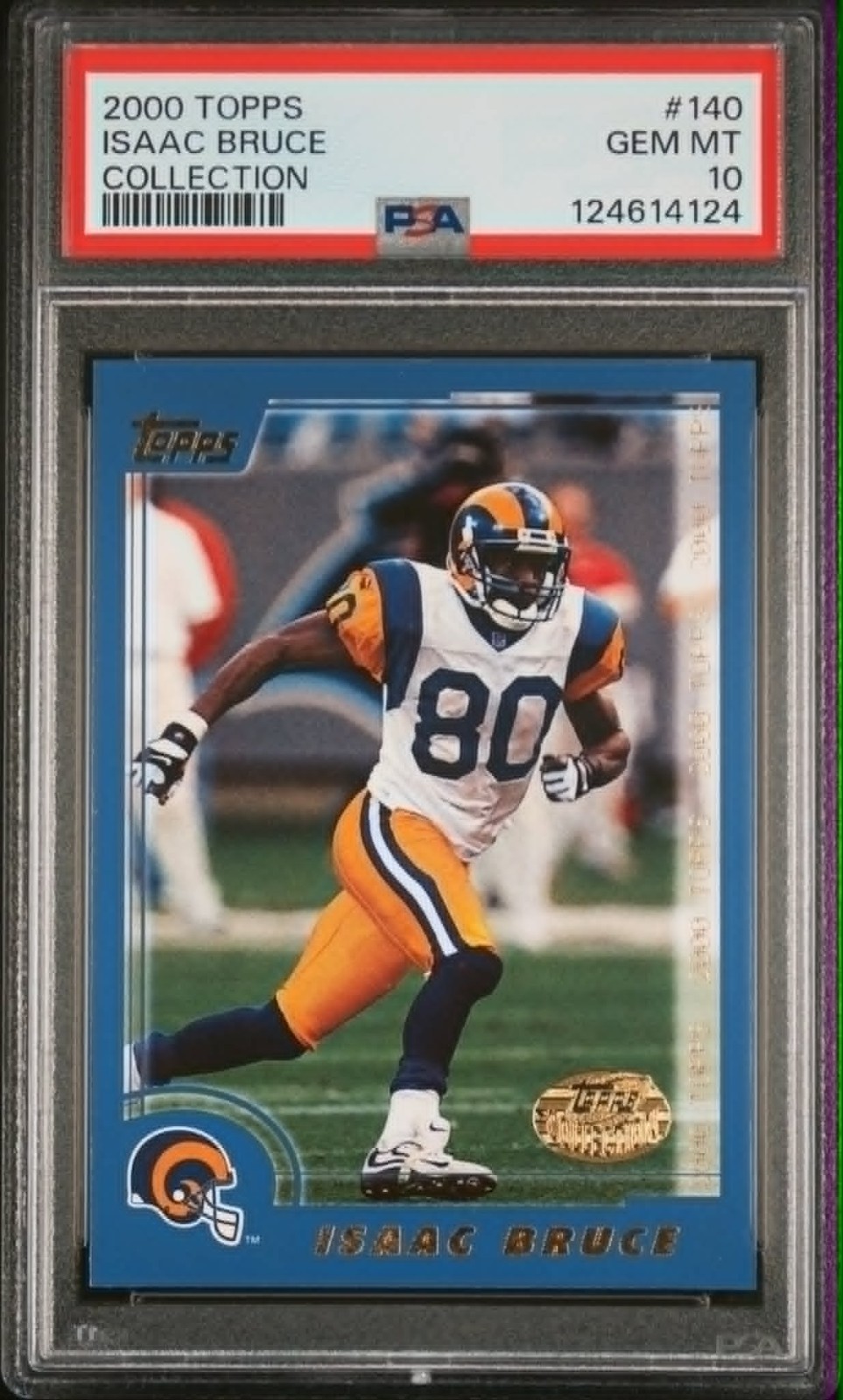 2000 TOPPS COLLECTION #140 ISAAC BRUCE RAMS HOF POP 2 PSA 10