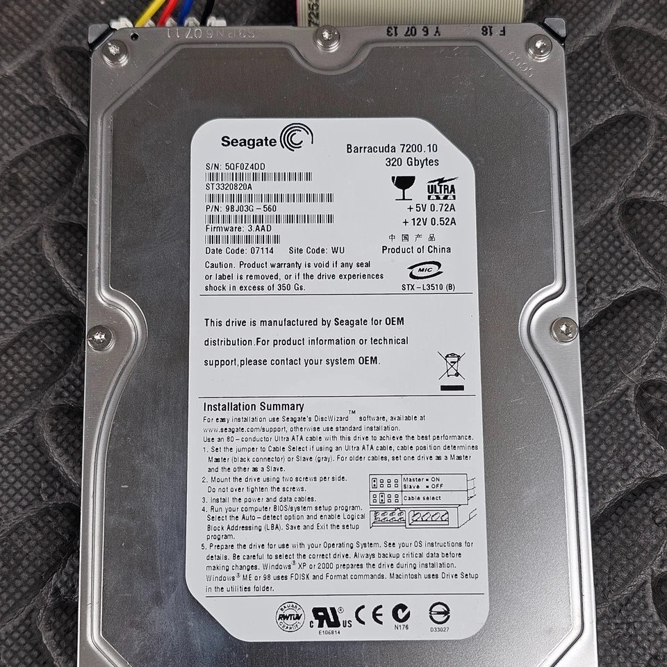 Seagate Barracuda 7200.10 250GB ST3250820A 7200RPM IDE PATA 3.5" HDD Hard Drive - Image 2 of 4