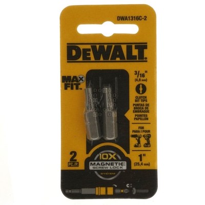 DeWALT DWA1316C-2 3/16'' MAX FIT Clutch Bit Tips, 1'' Length, 2-Pack