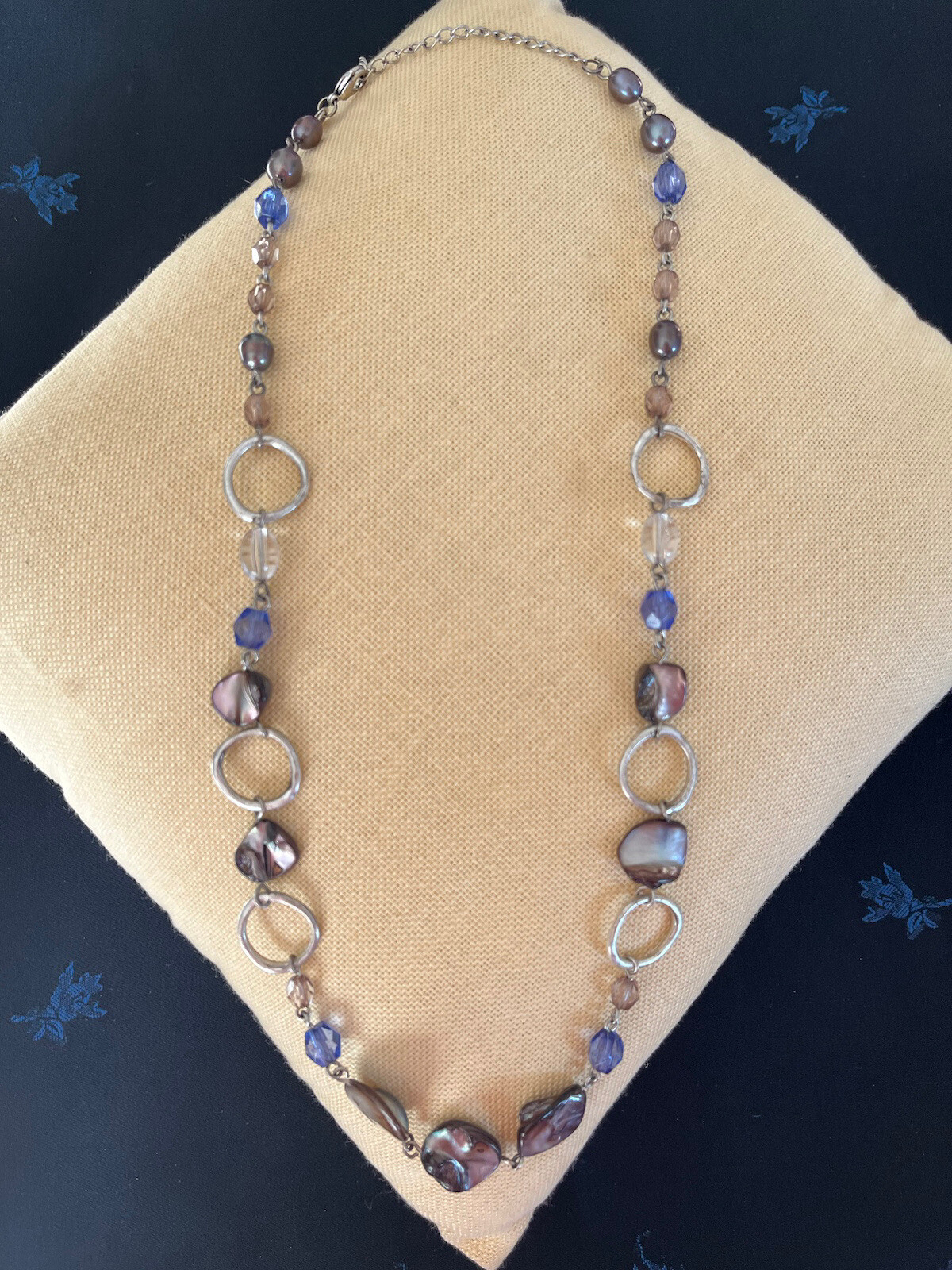 Lia Sofia Abalone shell Necklace w/ beautiful blu… - image 4