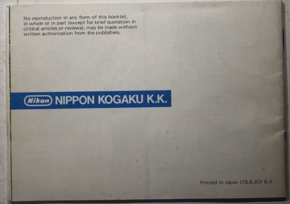 Nikon EM SLR Camera Genuine Instruction Manual / User Guide In English - Image 2 of 4