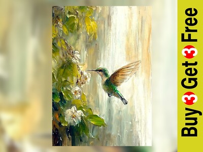Anmutiger Kolibri 5''x7'' Druck auf mattem Papier | Atemberaubendes Blumen-Kunstwerk