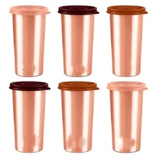 Copper Tumbler with Lid, 480ml Pure Copper Leak Proof Office Tumbler Pack of 6