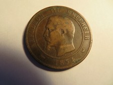 Copper Coin Napoleon III EMPEREUR 1854 EMPIRE FRANCAIS DIX CENTIMES W EAGLE 9g