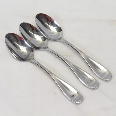 Oneida Voss Oval Soup Spoons 7-1/8'' Stainless  Lot of 3