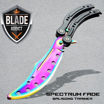 CSGO Practice Knife Balisong Butterfly Trainer - Non Sharp Dull - Fade BLACK