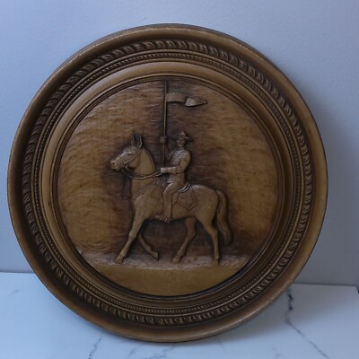 Vintage 1979 Signed Karl Rothammer Wood Round Wall Plaque Canadian Constable