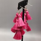 Long Gold Tone Pink Multi Cluster Chain Link Dangle Drop Earrings Jewelry  — photo 4