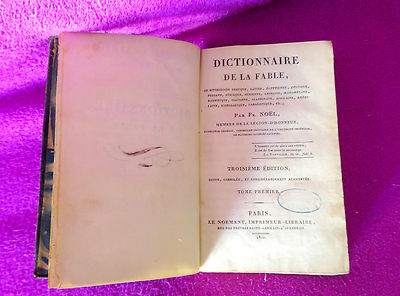 DICTIONNAIRE DE LA FABLE, DICCIONARIO DE LA FABULA, FR. NOËL 1810
