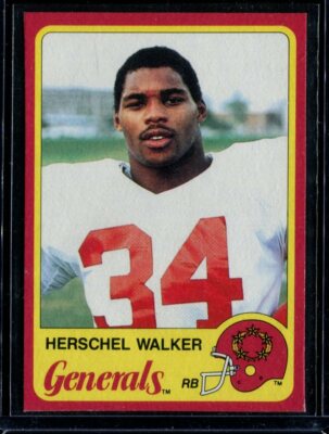 1985 Topps New Jersey Generals #8 Herschel Walker Indentations On Left  Border!