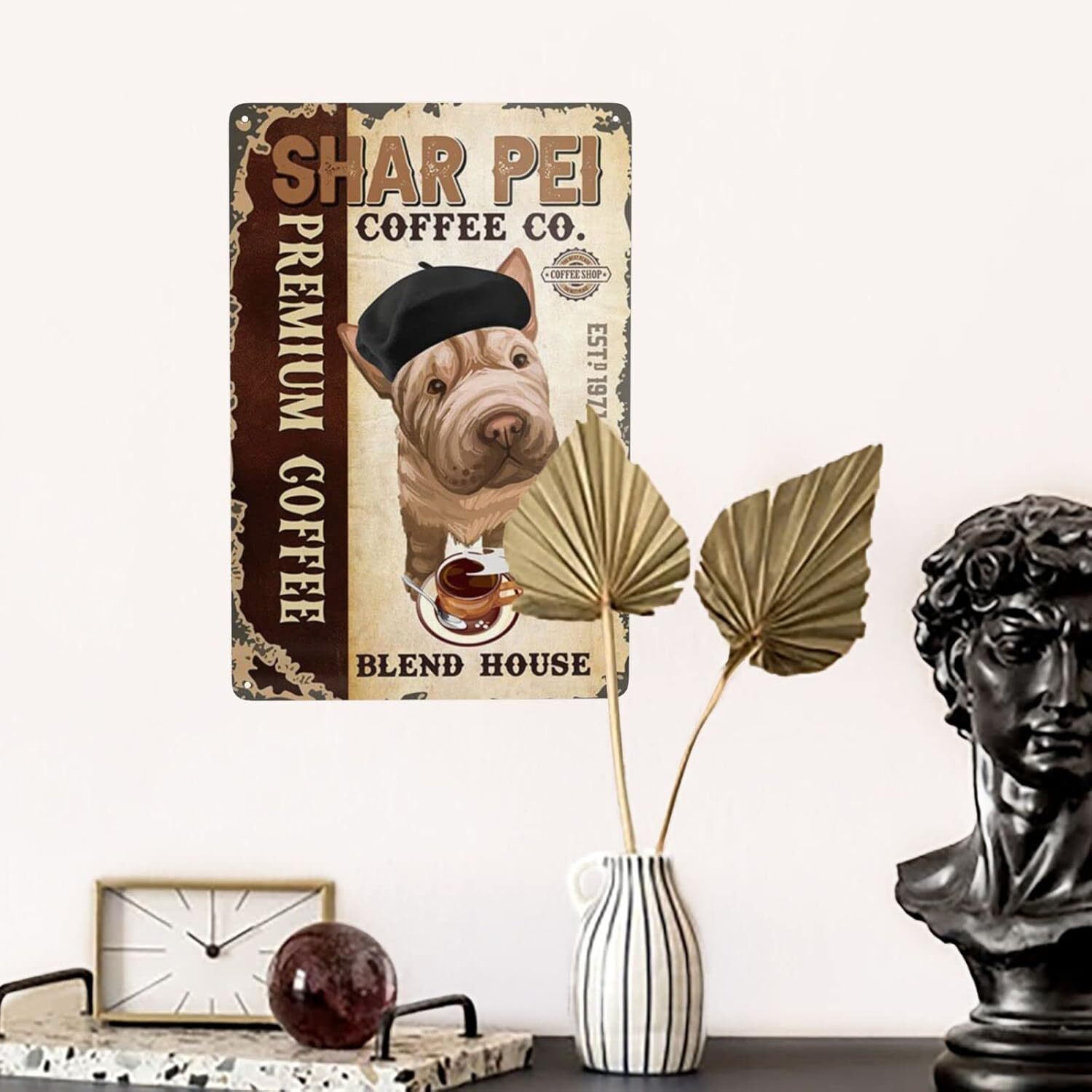 Metal Tin Sign Shar Pei Dog Wall Decor Wall Art Decor Metal Sign for Cafe Bar Re