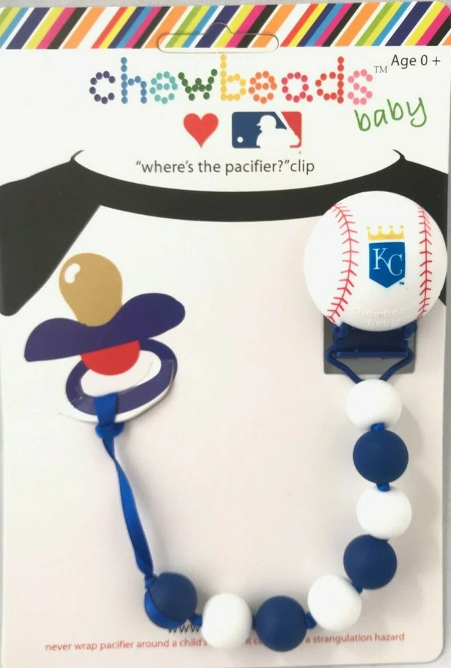 Clip chupete bebé Chewbeads - Soporte seguro de silicona Royals MLB béisbol - NUEVO Foto 2 de 4