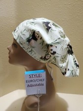 Panda Bears Women's Euro/Chef Surgical Scrub Hat/Cap Handmade
