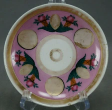 19th Century Safronow Russian Hand Painted Pink Green Gold Neoclassical Saucer B