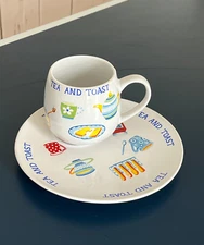 RARE TEA AND TOAST CHILDREN'S BREAKFAST SNACK SET CUP  PLATE CROWN REGAL CHINA