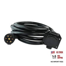 7-Way Trailer Extension Cord Wire 12 Ft - 7 Pin Connector Plug for RV Trailer,