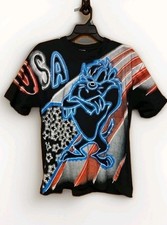 1995 Vintage Tazmanian Devil USA Mens XL T-Shirt Made In USA Black Looney Tunes