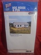 HO SCALE HOG HOUSE & PEN WOOD LASER-CUT CORNERSTONE STRUCTURE KIT 933-3337 New