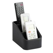 Remote Control Holder, Small Desk Organizer TV Remote Caddy PU Leather Black