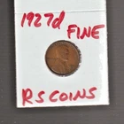 1927D   FINE   LINCOLN  CENT     FINE    1927D     /   RS COINS #27N  FREE SHIP