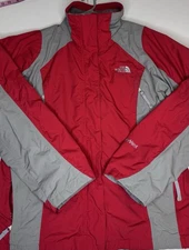 The North Face Jacket Women XL Summit Series Hyvent Alpha Red Gray Waterproof