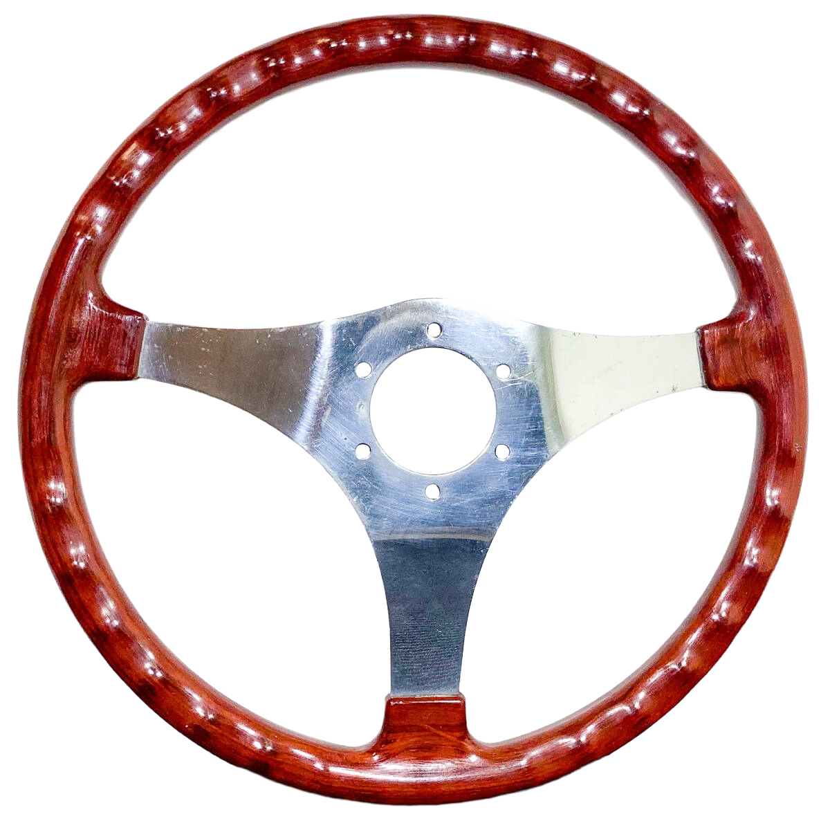 TND PRONTO Wood Steering Wheel 355mm Wine Red 3-Spoke Vintage JDM